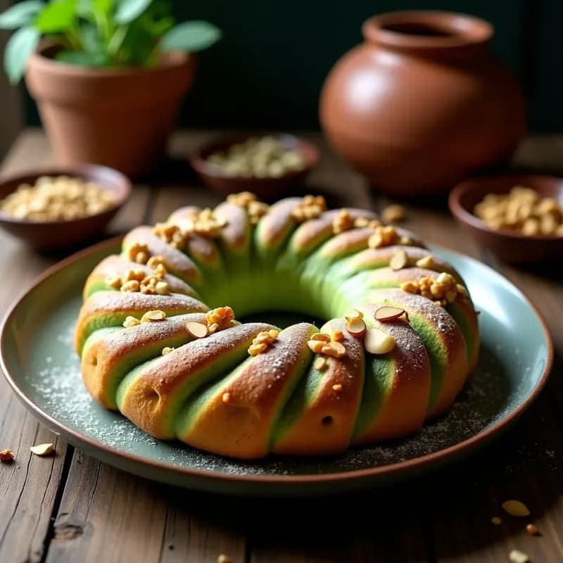 Pan de Muerto de Matcha y Frutos Secos: Postre Mexicano Innovador con Toque Japonés