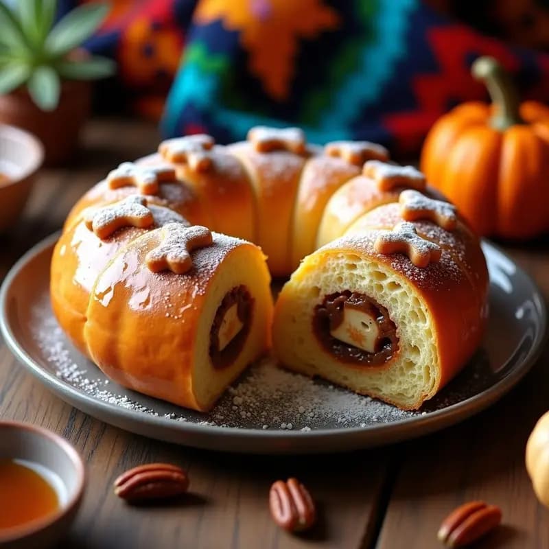 Pan de Muerto Relleno de Crema de Cajeta y Nueces: Postre Mexicano de Día de Muertos