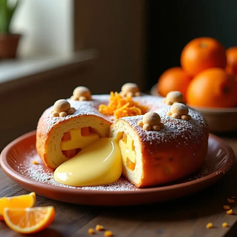 Pan de Muerto con Relleno de Crema Pastelera y Frutas Confitadas: Postre Mexicano Sin Gluten