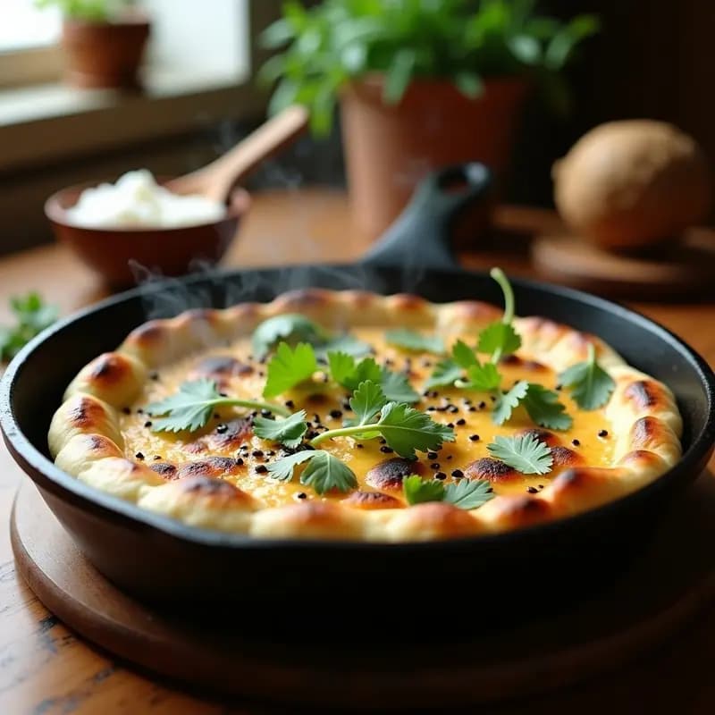 Pan de Naan con Ajo y Cilantro: Receta India Tradicional Sin Lactosa en Sartén