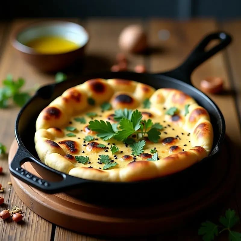Pan Naan de Garbanzos con Ajo y Perejil: Receta India Sin Gluten en Sartén