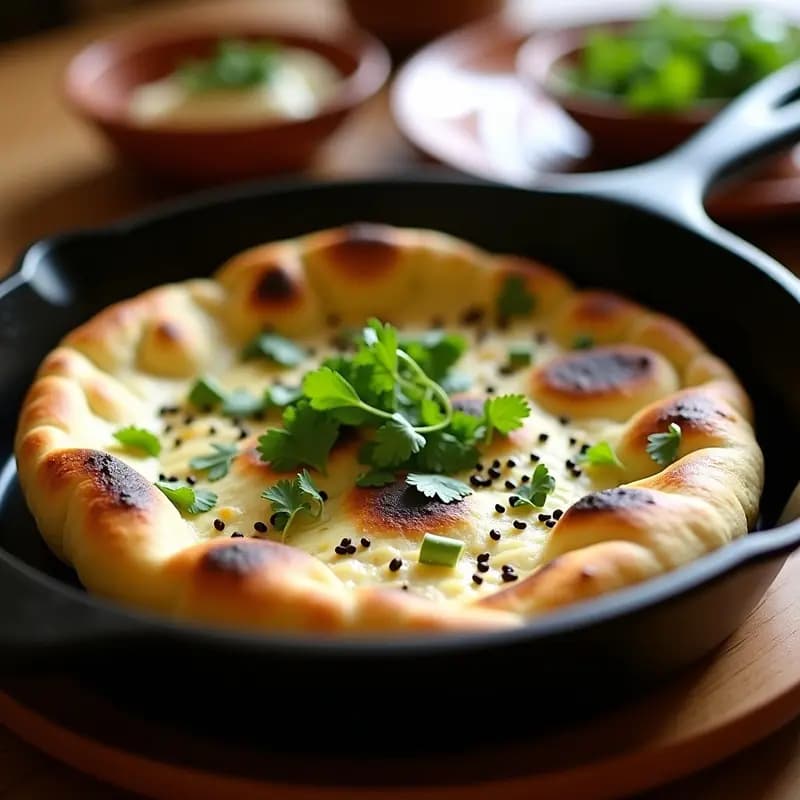 Pan Naan sin Gluten con Ajo y Cilantro: Acompañamiento Indio en Sartén