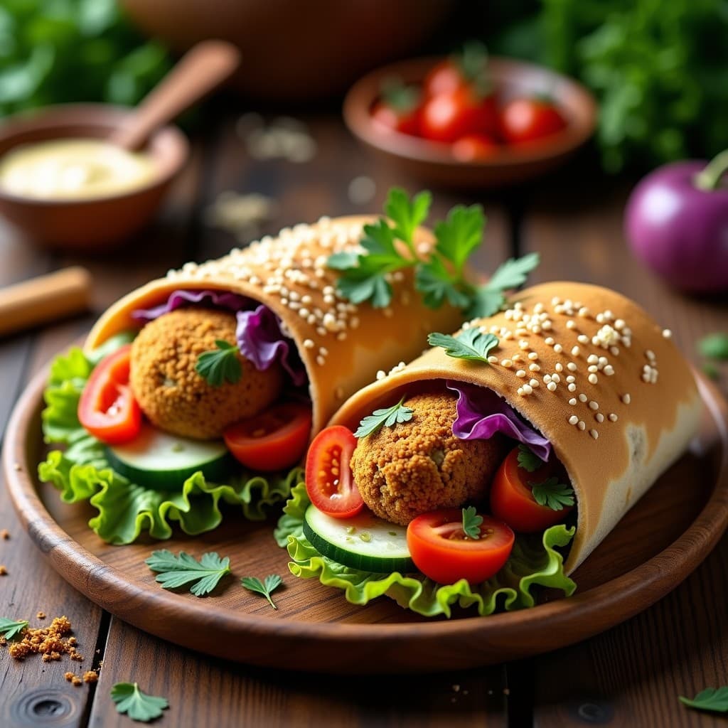 Pan de Pita Integral con Relleno de Falafel y Tahini: Receta de Oriente Medio Alta en Fibra