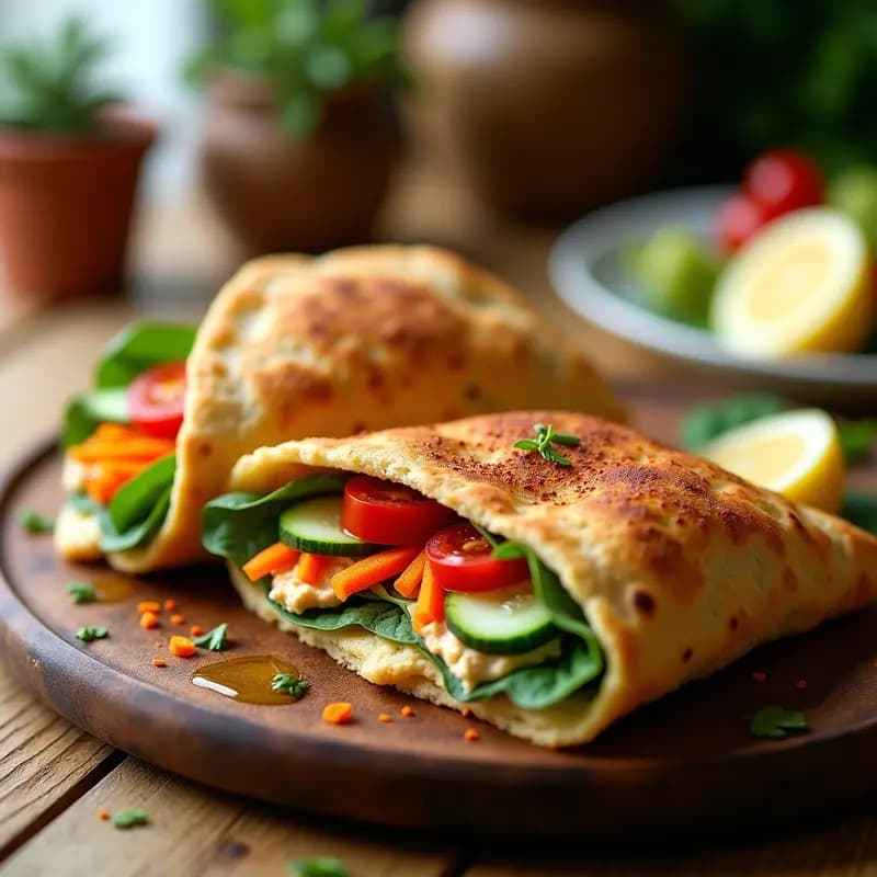Pan Pita Relleno de Hummus y Vegetales: Receta Crujiente en Airfryer en 10 Minutos