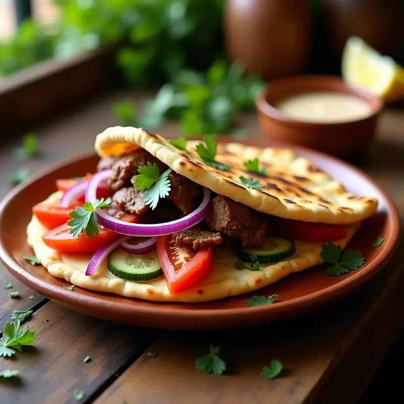 Pan de Pita Relleno de Shawarma de Cordero: Receta Árabe en Sartén y con Toque Crujiente