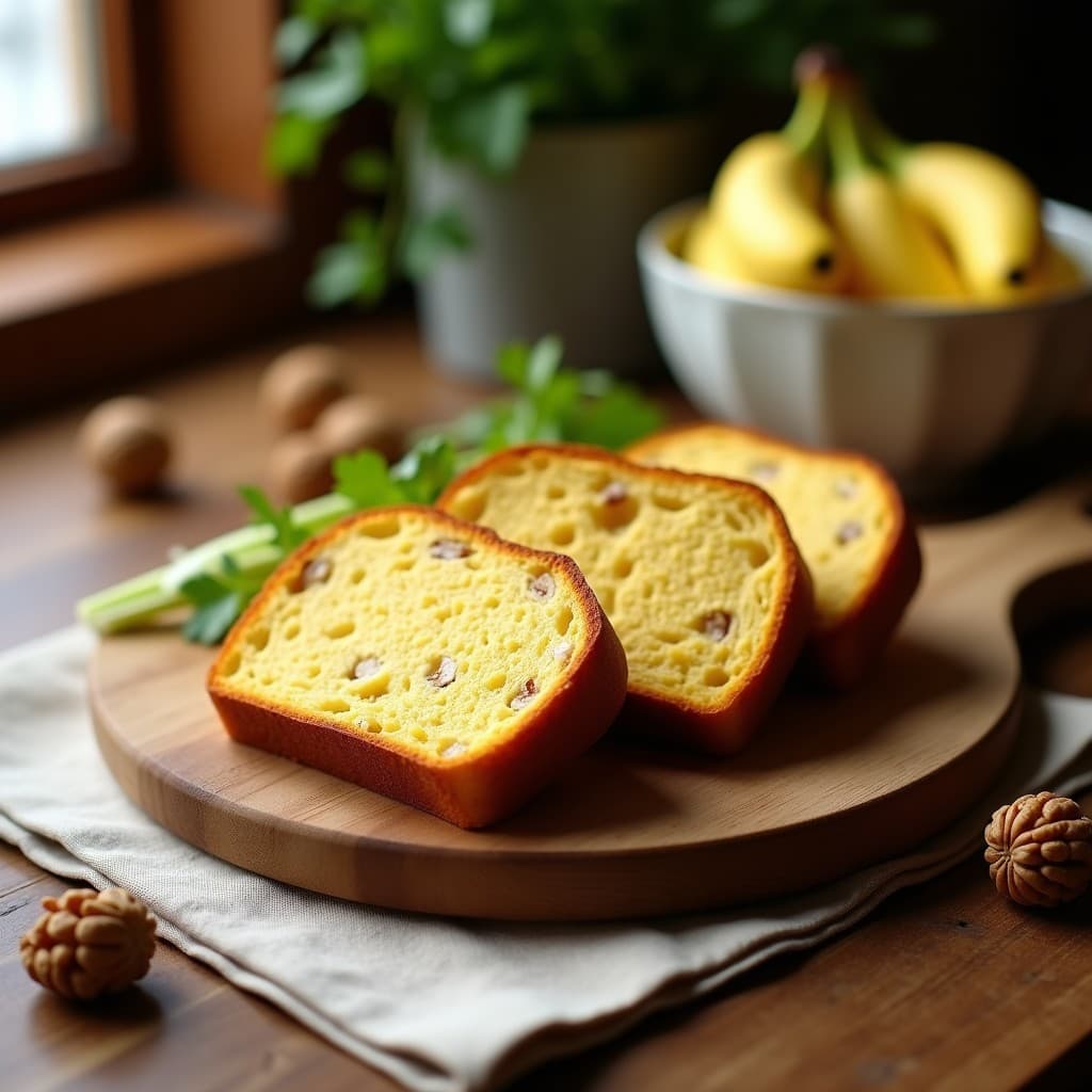 Pan de Plátano y apio con nueces: desayuno amarillo sin gluten en airfryer