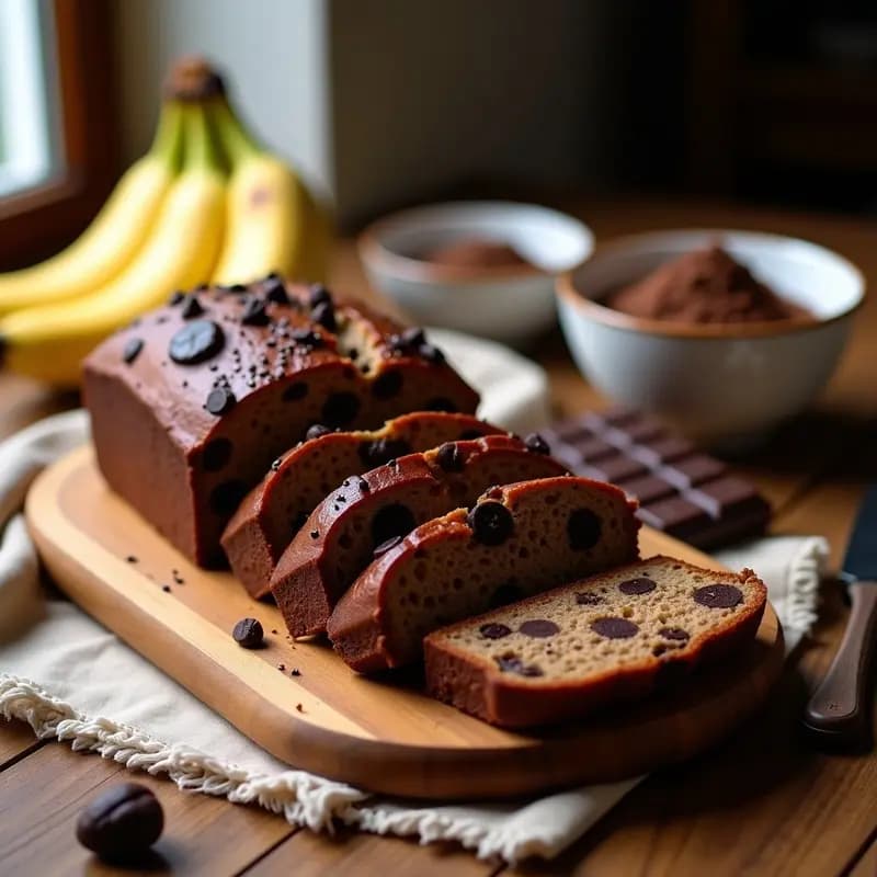 Pan de Plátano y Cacao con Trozos de Chocolate 90%: Desayuno Fitness Sin Harina