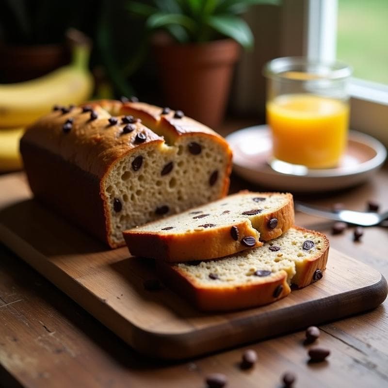 Pan de Plátano y Cacao Nibs: Desayuno Sin Gluten y Energético