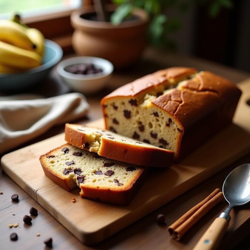 Pan de Plátano y Canela con Chips de Chocolate 85%: Postre Saludable Sin Harina