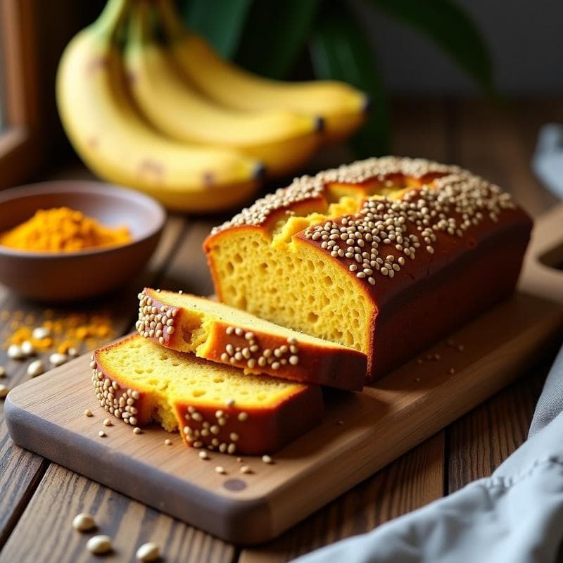 Pan de Plátano y Cúrcuma con Semillas de Cáñamo: Receta Keto en Airfryer