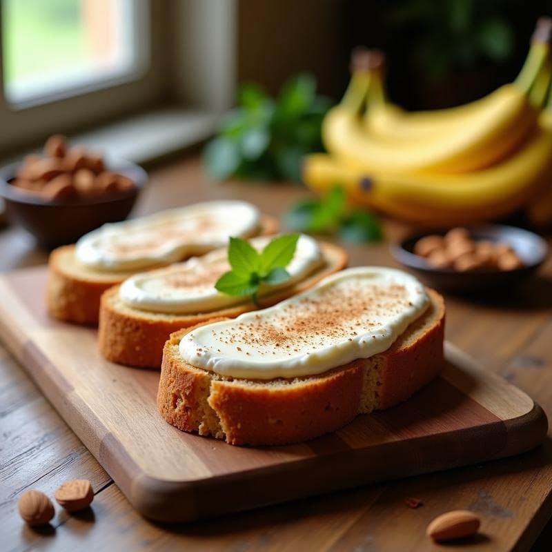 Pan de Plátano y Semillas de Lino con Cream Cheese de Almendras: Desayuno Sin Azúcar y Vegano