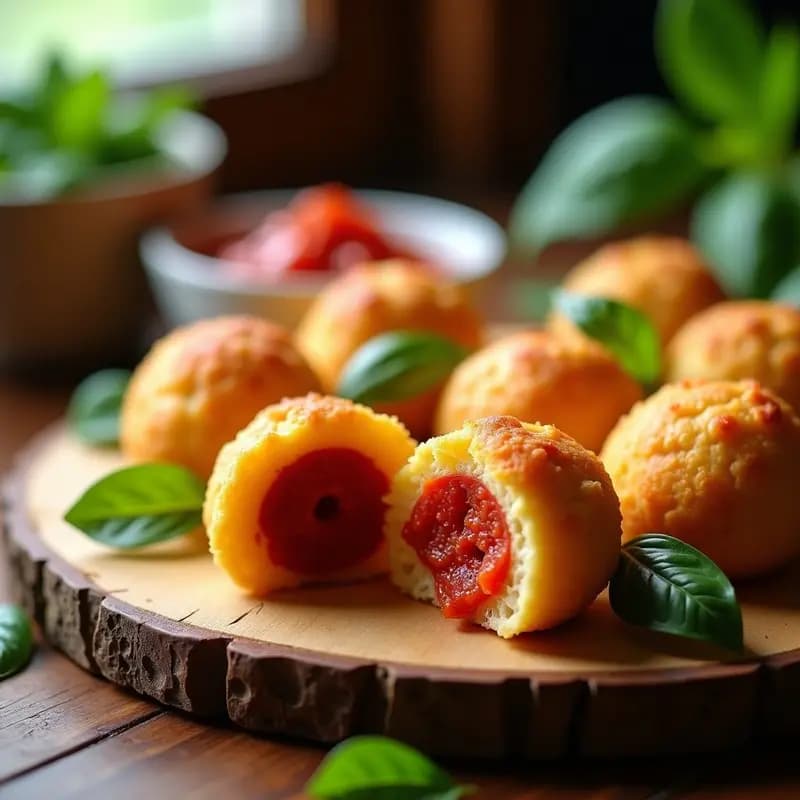 Pan de Queso de Cassava con Relleno de Pesto Rojo: Aperitivo Brasileño Keto y Sin Lactosa