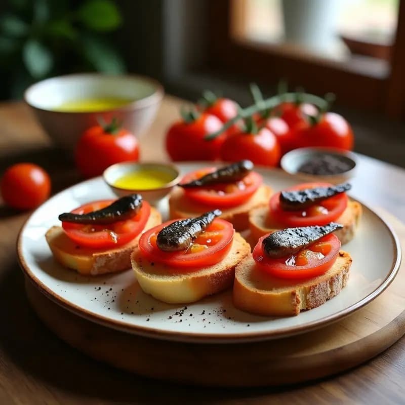 Pan con tomate y anchoas a la catalana: Aperitivo sencillo y lleno de sabor