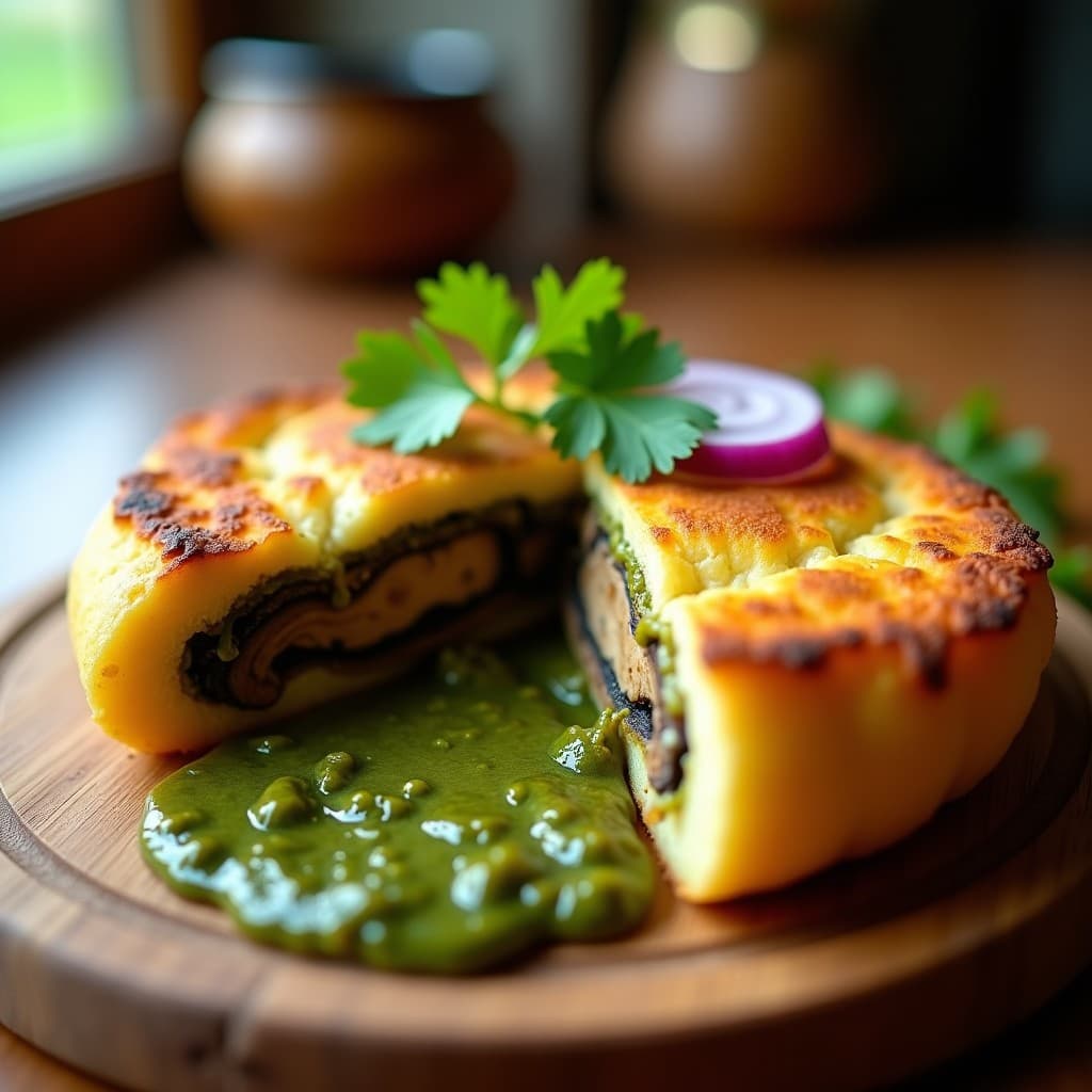 Pan de Yuca Rellena de Hongo Portobello y Pesto de Cilantro: Receta Sin Gluten y Vegana