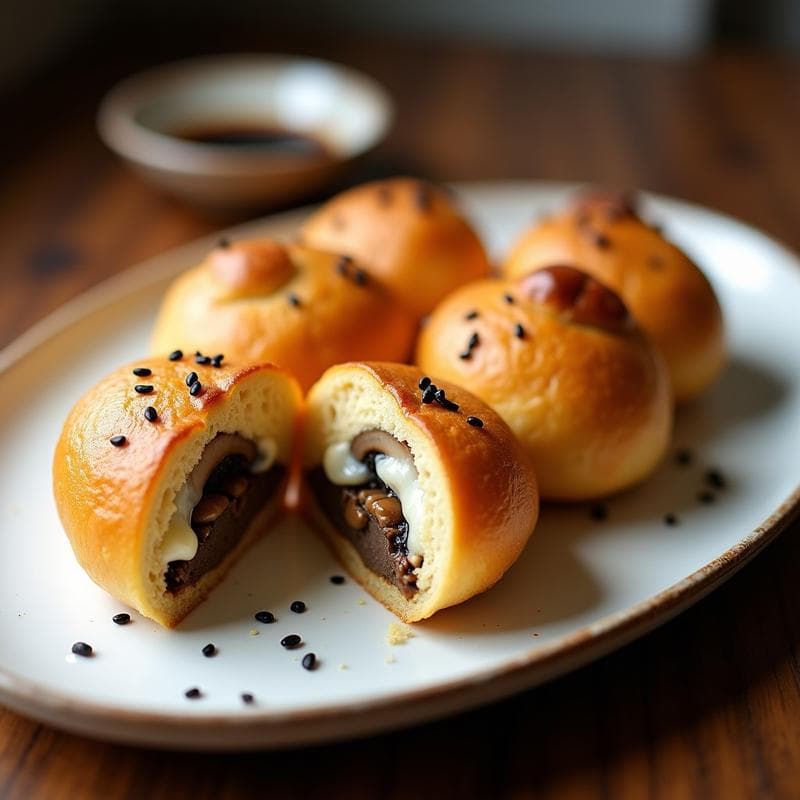 Pan de Yuca Rellena de Hongos Shiitake y Queso de Anacardos: Receta Paraguayo-Japonesa en Airfryer