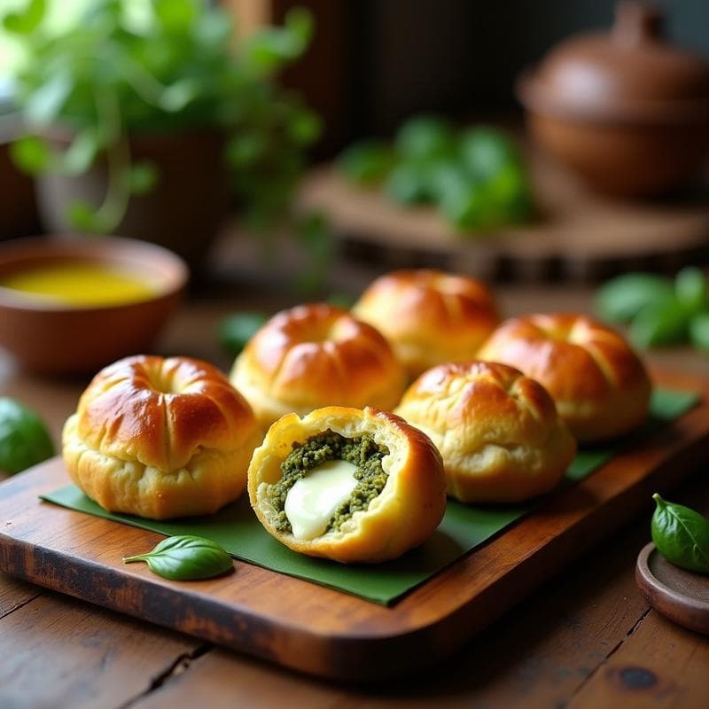 Pan de Yuca Rellena de Queso Mozzarella y Pesto: Receta Brasilera Sin Gluten para Desayunar