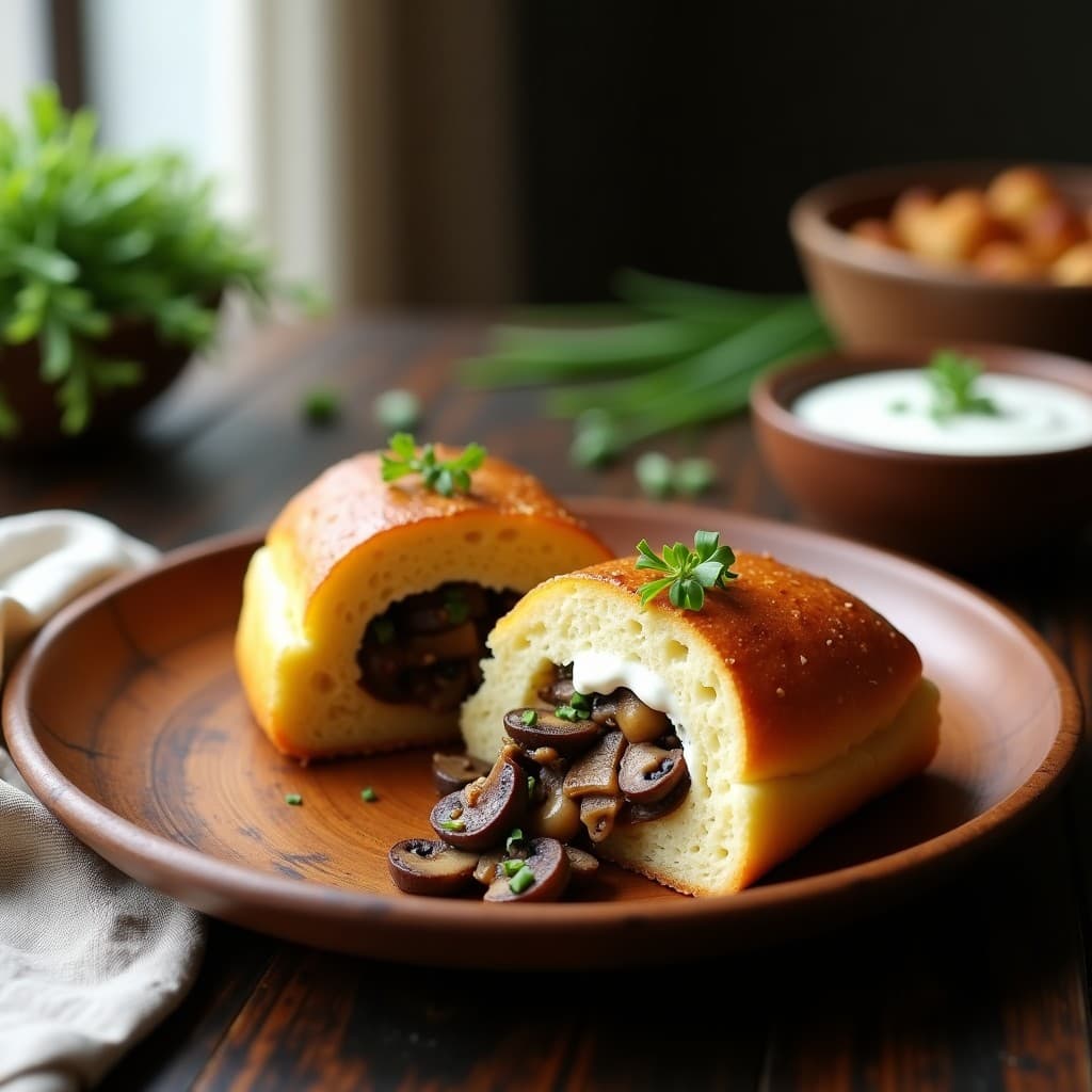Pan de Yuca Relleno de Hongo Shiitake y Queso de Anacardos: Receta Brasilera Sin Gluten