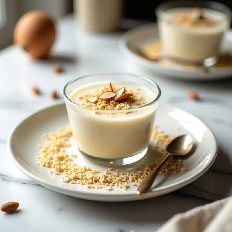 Panacotta de Avena y Cardamomo: Postre italiano Sin Lácteos y Sin Azúcar
