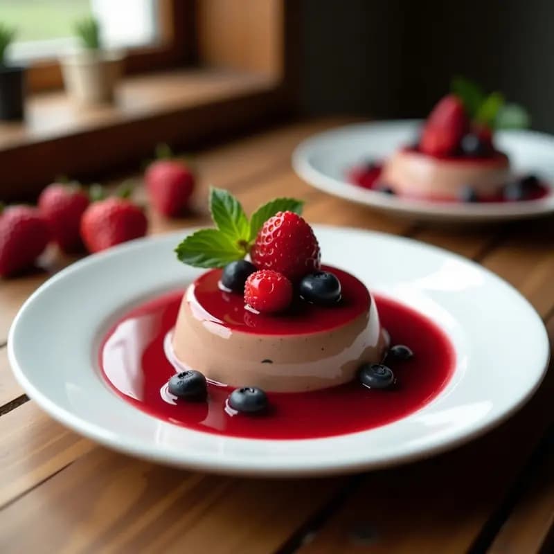 Panacotta de Chocolate Amargo y Frutos Rojos: Postre Italiano Sin Azúcar con Agar-Agar
