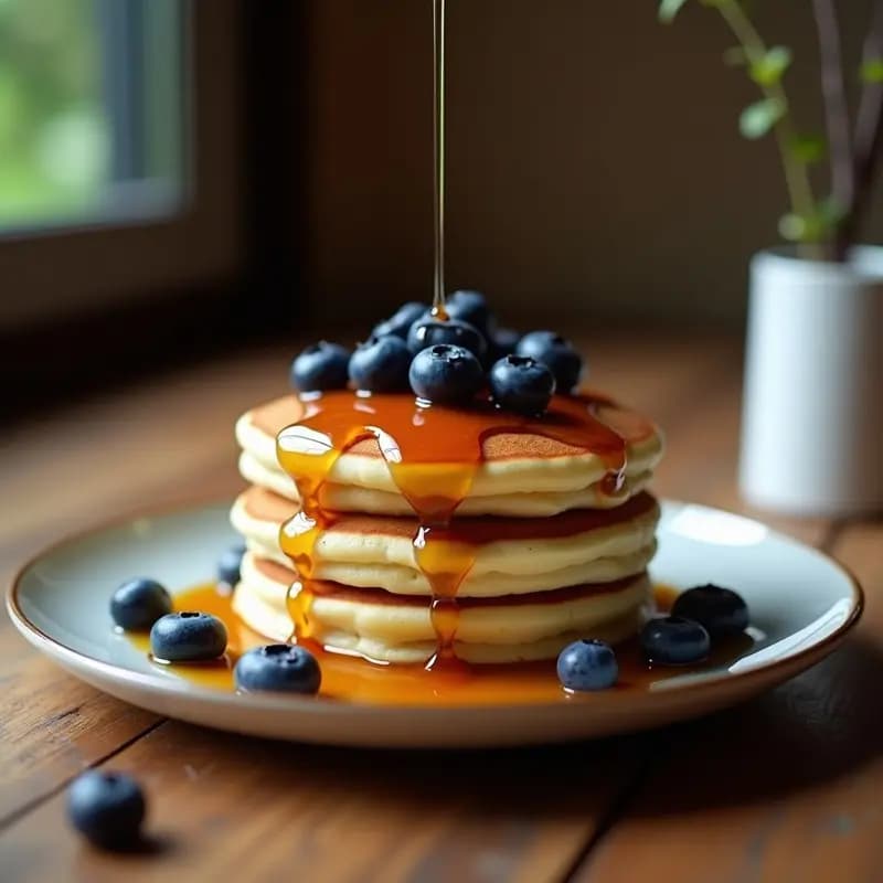Pancakes Americanos con Arándanos y Jarabe de Arce: Receta Esponjosa en 15 Minutos