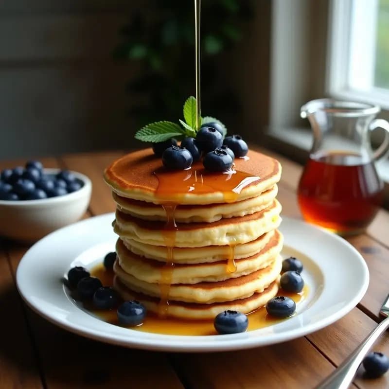 Pancakes de Arroz Salvaje y Arándanos: Desayuno Canadiense Sin Gluten y Sin Lactosa