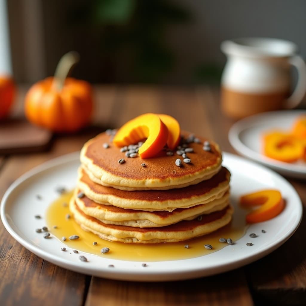 Pancakes de Avena y Puré de Calabaza Kabocha: Desayuno Sin Gluten y Sin Lácteos