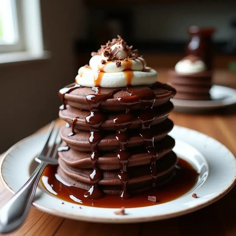 Pancakes de Chocolate con Relleno de Nutella y Plátano: Desayuno para Golosos