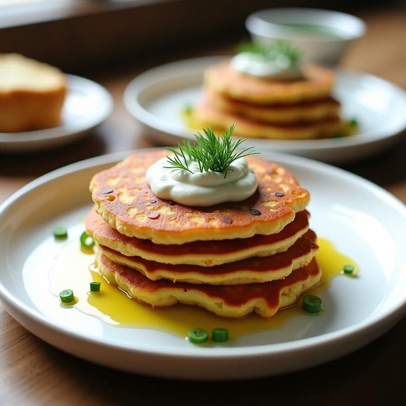 Pancakes de Coliflor y Queso Feta: Desayuno Keto en Airfryer con Salsa de Hierbas