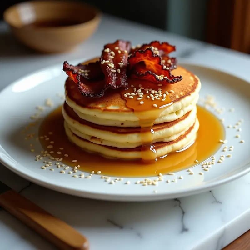 Pancakes de Coliflor con Sirop de Arce y Bacon de Tofu: Desayuno Keto y Vegano