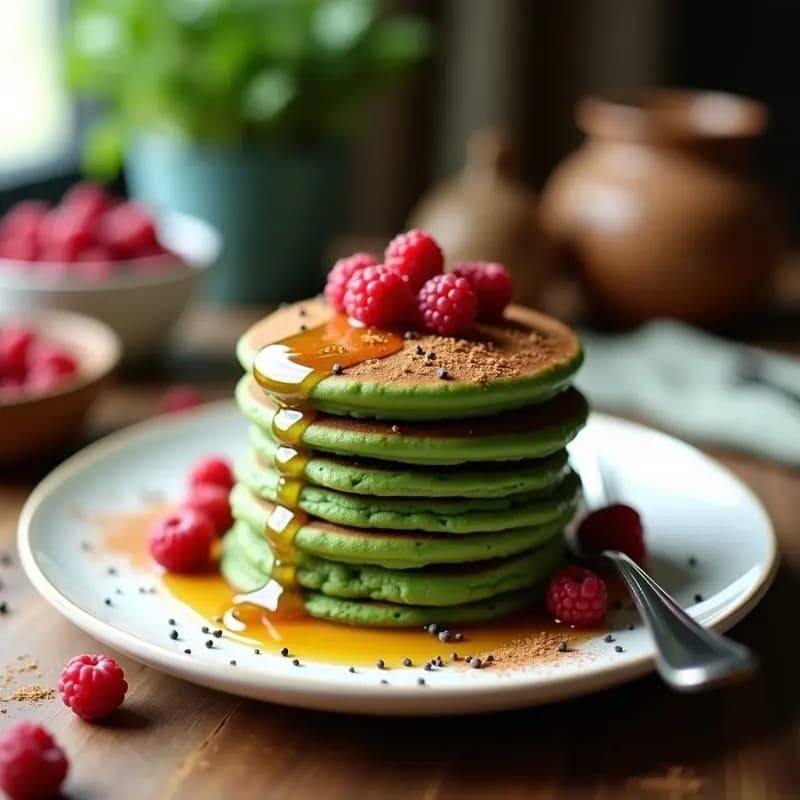 Pancakes de Espinaca y Proteína de Guisante: Desayuno Verde y Alta en Proteína
