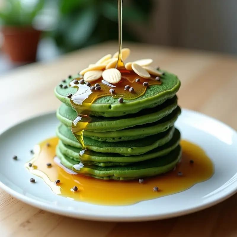 Pancakes de EspinacasVerdes con Sirope de Arce Dorado: Desayuno de Hada en 10 Minutos