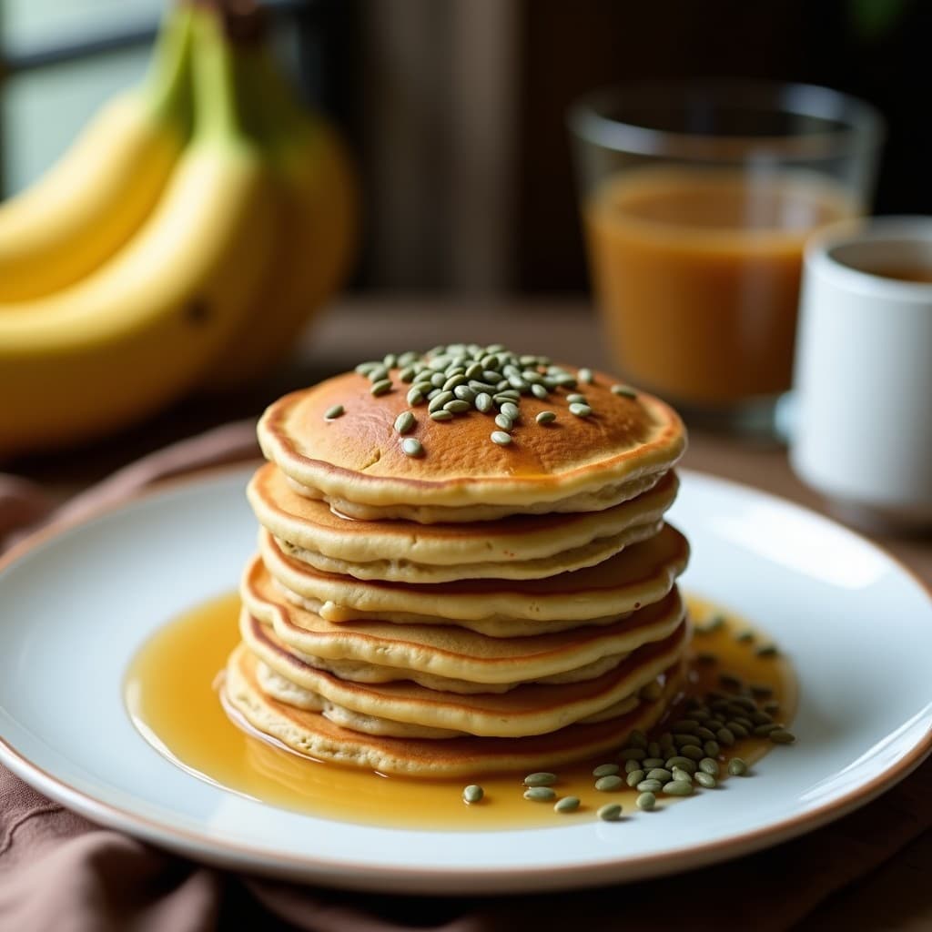 Pancakes de Harina de Banana Verde y Semillas de Cáñamo: Desayuno Keto Sin Lácteos en 10 Minutos