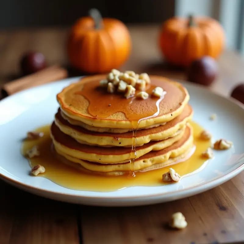 Pancakes de Harina de Castaña y Puré de Calabaza: Desayuno Sin Gluten y Alto en Hierro