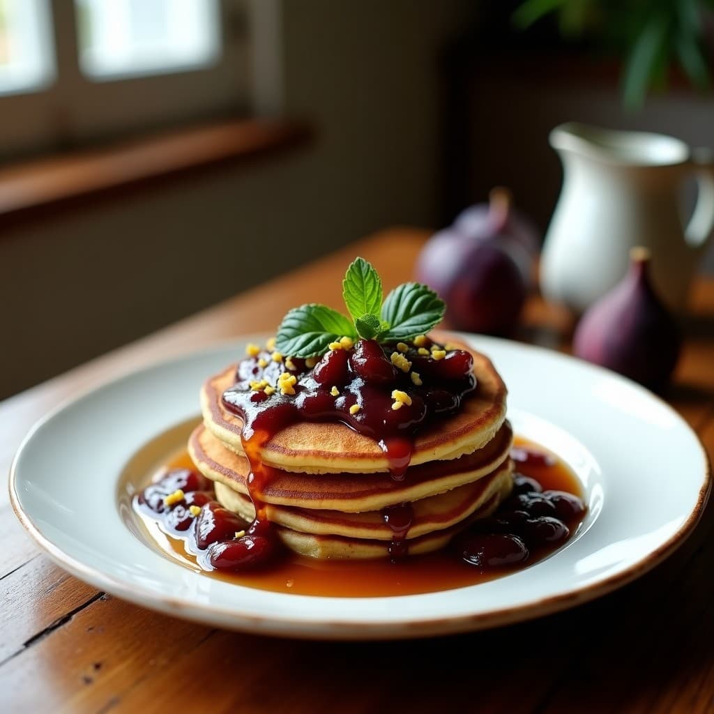 Pancakes de Harina de Castañas con Compota de Higos: Desayuno Francés Sin Gluten