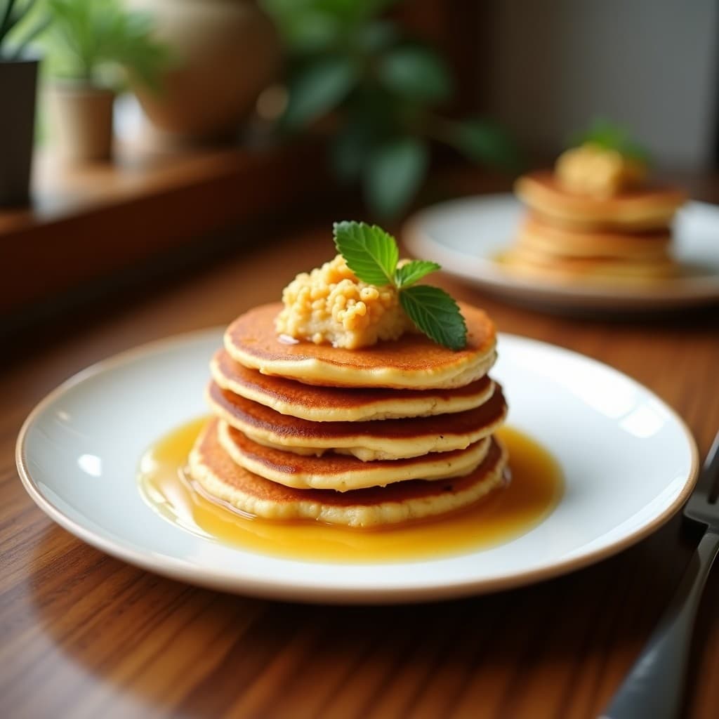 Pancakes de Harina de Garbanzo y Azafrán: Desayuno Iraní Sin Huevo con Miel de Sidr