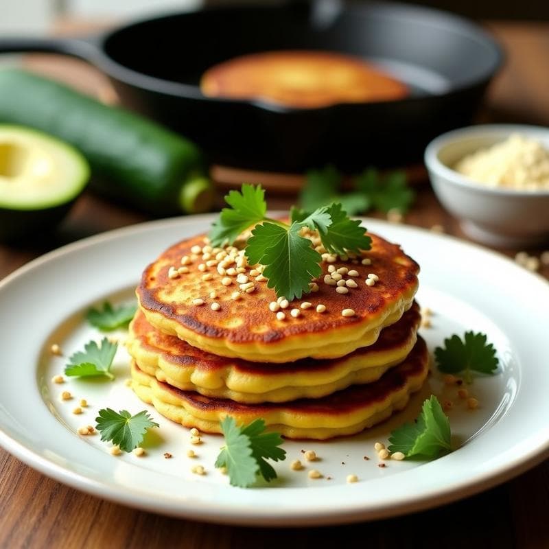 Pancakes de Harina de Garbanzo y Calabacín: Desayuno Salado Keto en 12 Minutos