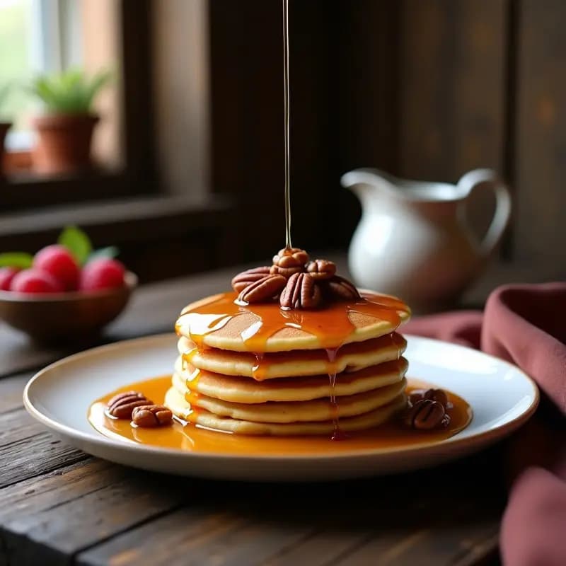 Pancakes de Harina de Garbanzo con Jarabe de Arce: Desayuno Americano Proteico