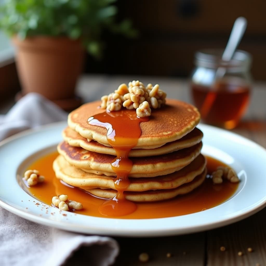 Pancakes de Harina de Lenteja Roja con Sirope de Dátil: Desayuno Vegano y Alta en Hierro sin Harina