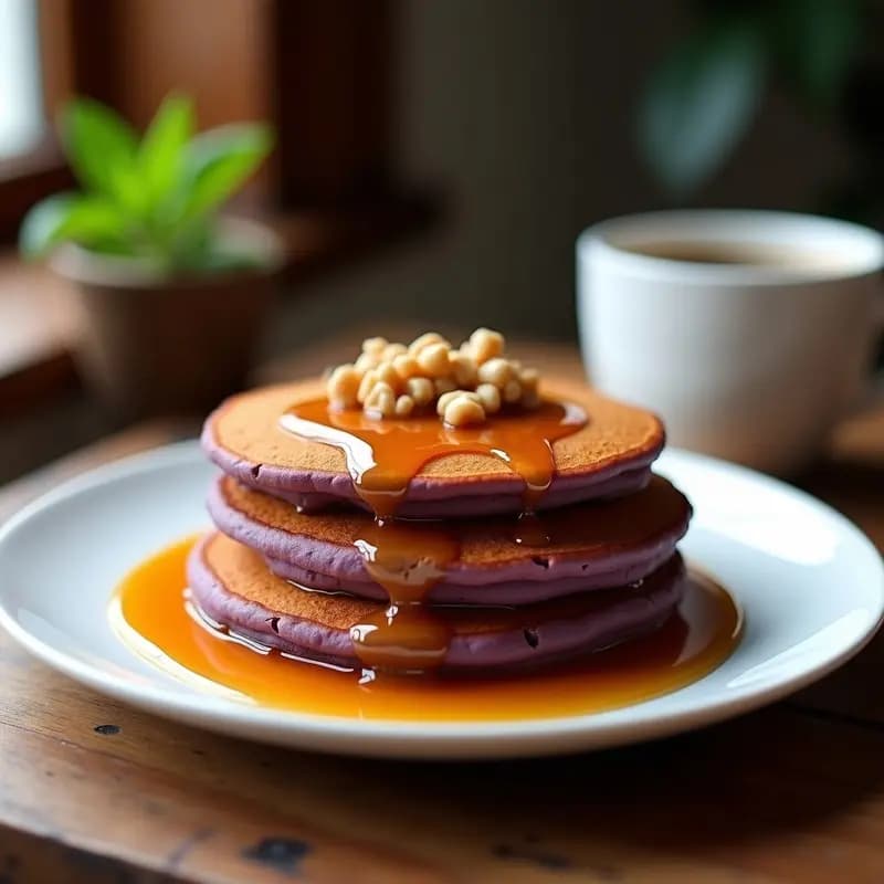 Pancakes Japoneses de Camote y Arce: Desayuno Dulce y Esponjoso sin Harina