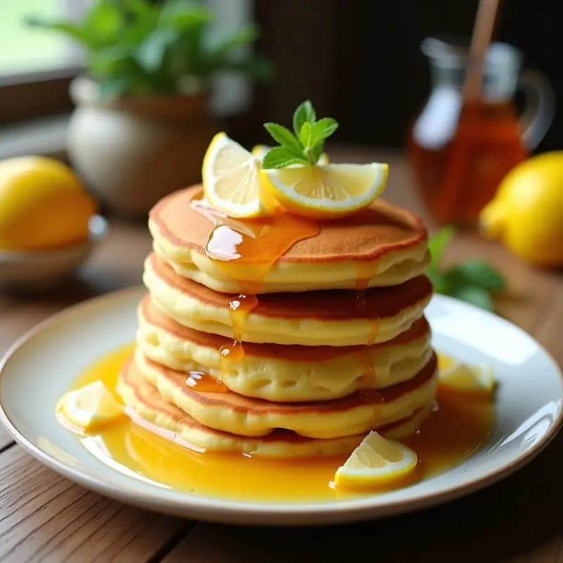 Pancakes Japoneses Soufflé con Miel y Limón: Desayuno Esponjoso y Dulce