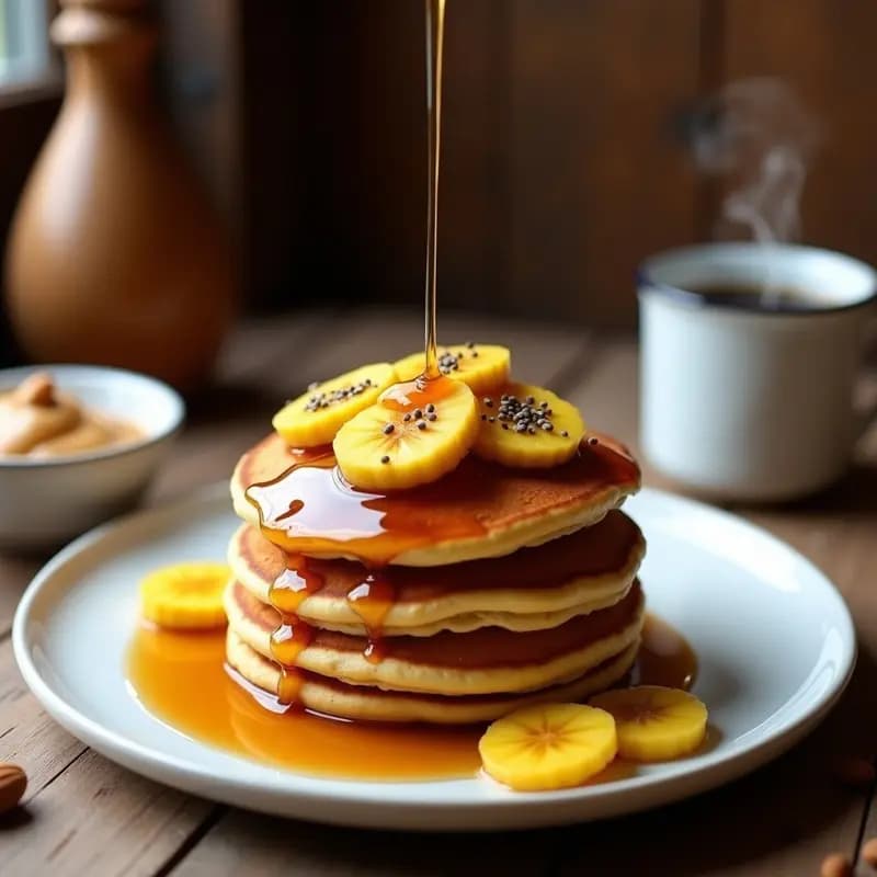 Pancakes de Harina de Lentejas y Plátano Macho: Desayuno Vegano Sin Horno