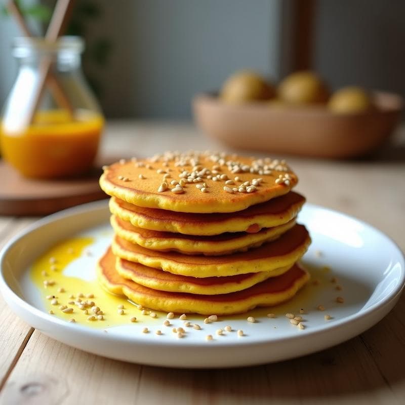 Pancakes de Lentejas Rojas y Cúrcuma: Desayuno Vegano Alta en Proteína en Thermomix