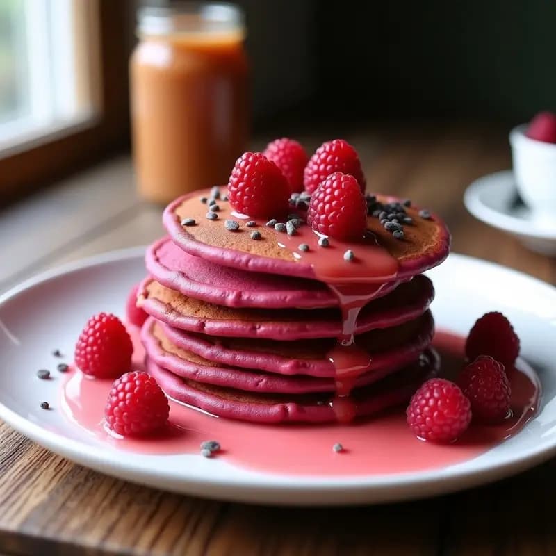 Pancakes de Lentejas Rojas y Remolacha: Desayuno Vegano de Color Rosa Shock en 5 Minutos