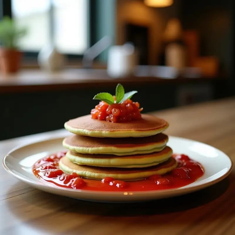 Pancakes Japoneses de Matcha y Red Bean: Desayuno Dulce y Elegante