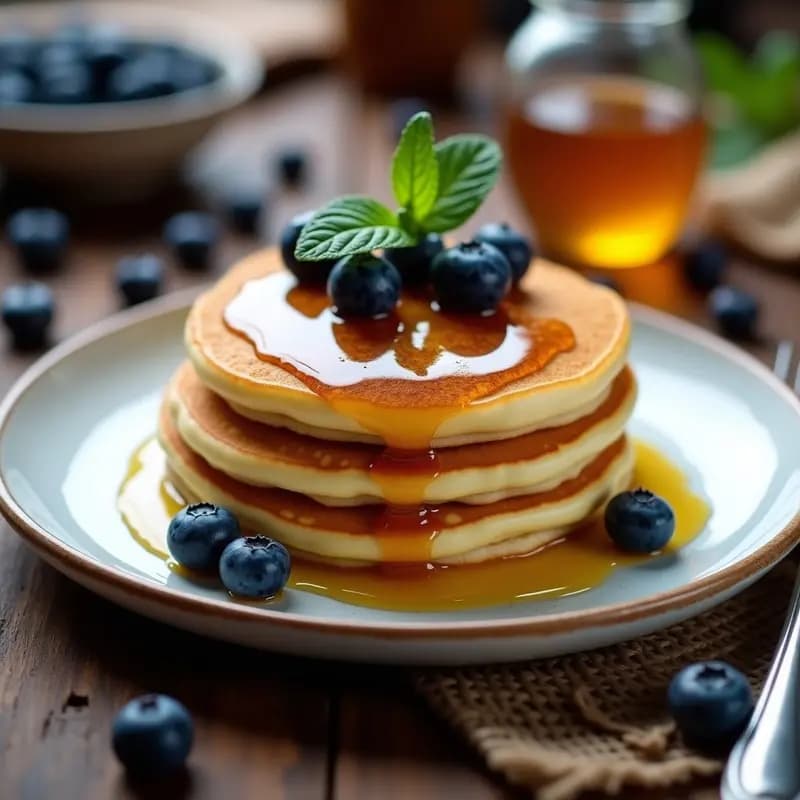 Pancakes Rusos de Requesón y Arándanos: Desayuno Eslavo Alto en Proteína y Sin Harina