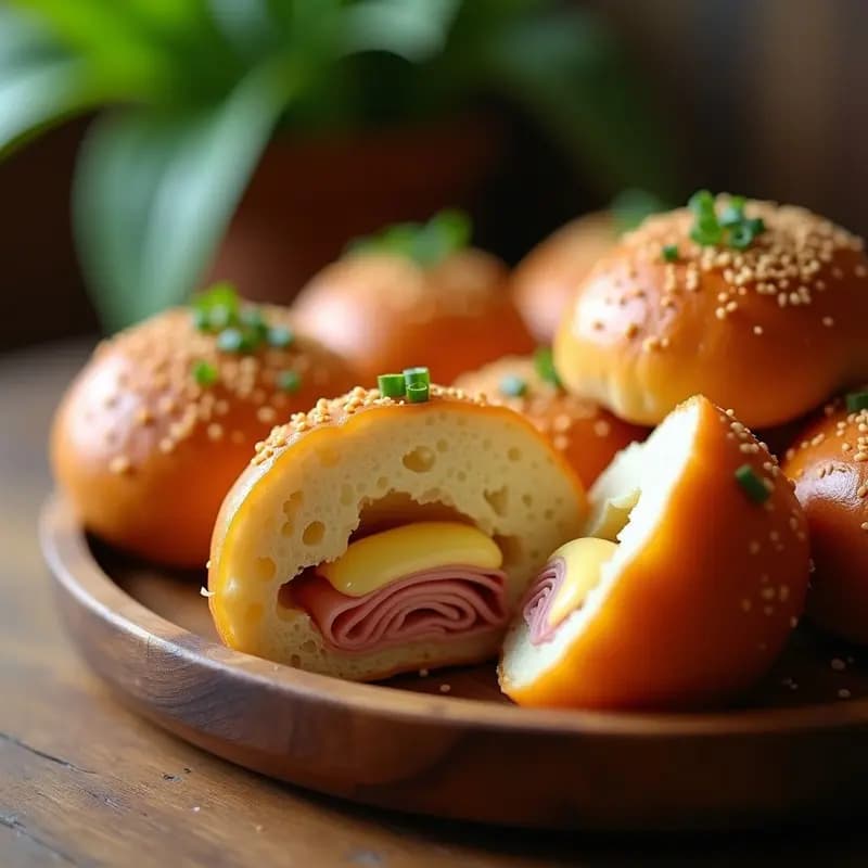 Pandesal Filipino Relleno de Queso Edam y Jamón: Desayuno Salado en 15 Minutos