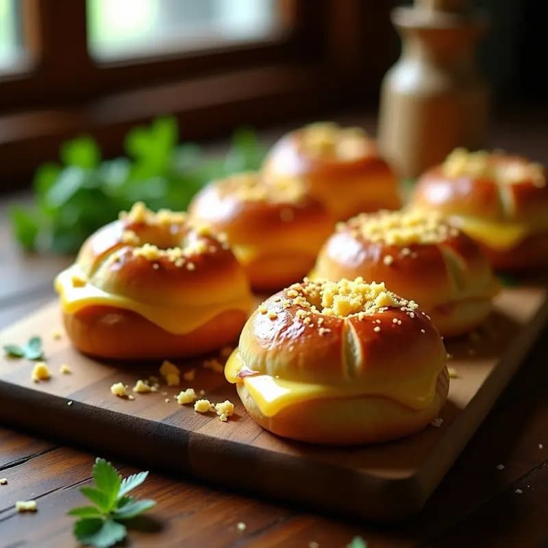 P секундas de Jamón y Queso con Mantequilla de Ajo: Bocadillos Irresistibles