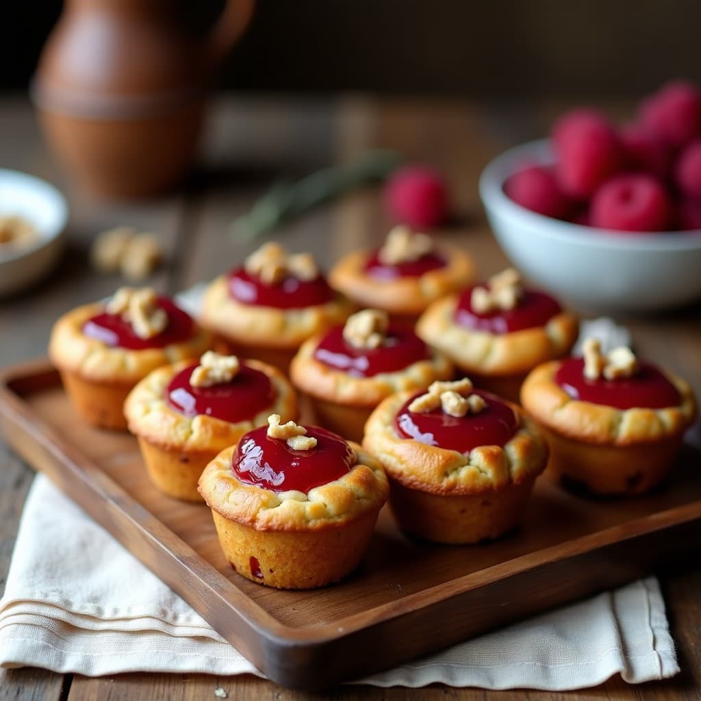 Panecillos de Harina de Plátano y Nuez con Mermelada de Frambuesa: Desayuno Sin Gluten y Keto