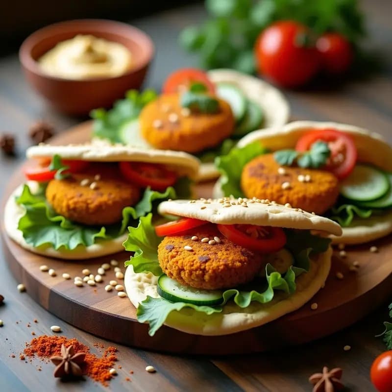 Panes de Pita Rellenos de Falafel y Hummus: Receta Árabe Vegana y Alta en Proteína