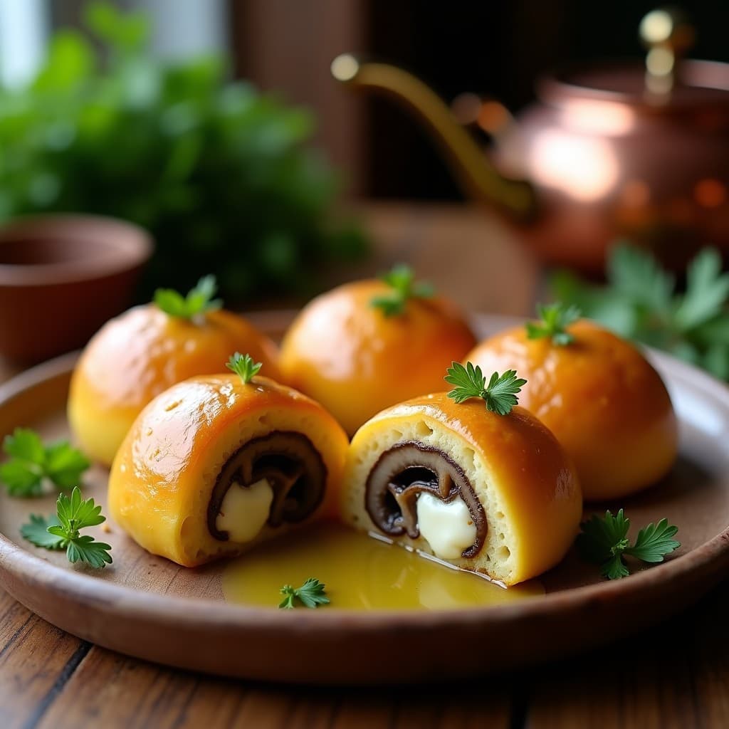 Panes de Yuca Rellenos de Hongos Mori y Queso de Cabra: Receta Colombiana Gourmet